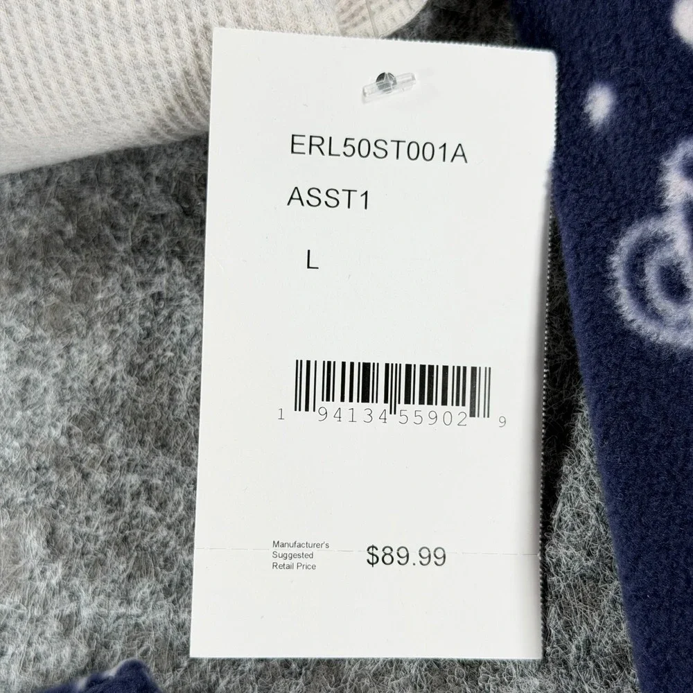 Eddie Bauer Pajama Set Womens L Blue White Stretch Allover Christmas‎ Sleepwear